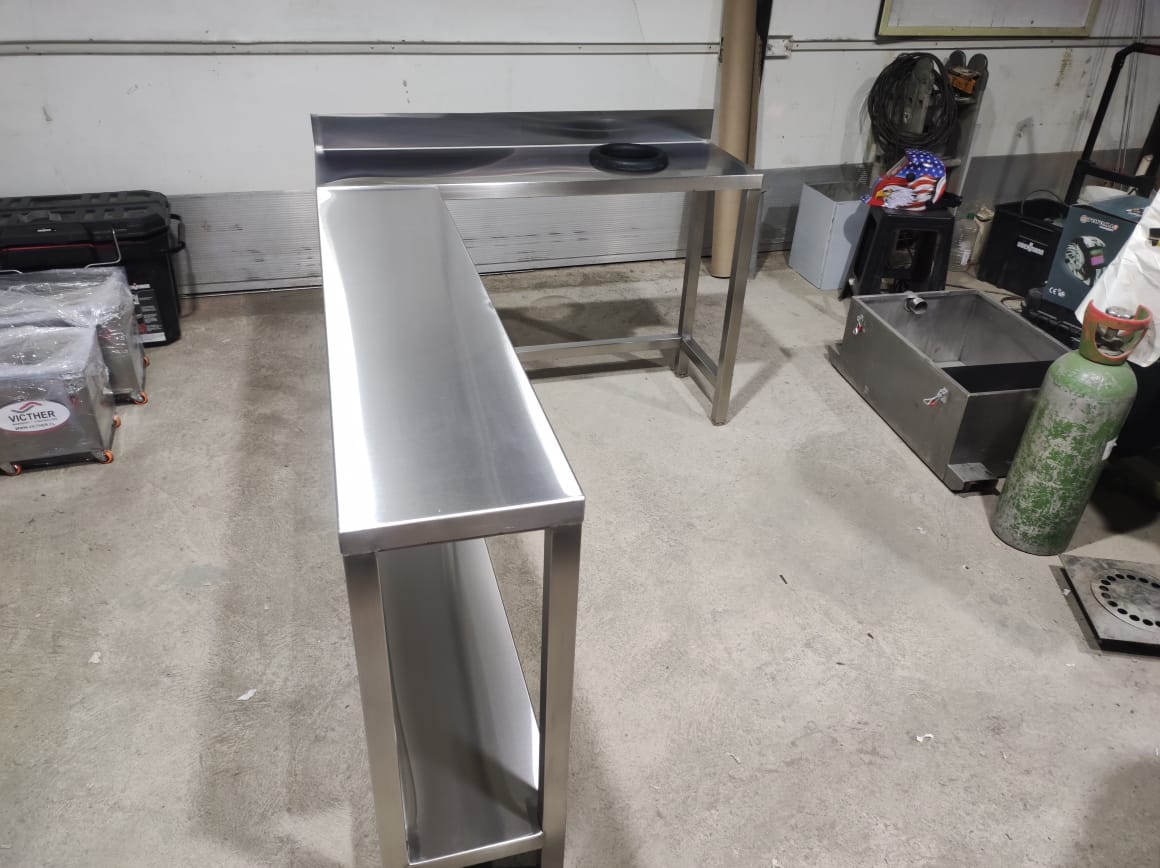 mueble acero inoxidable tipo l